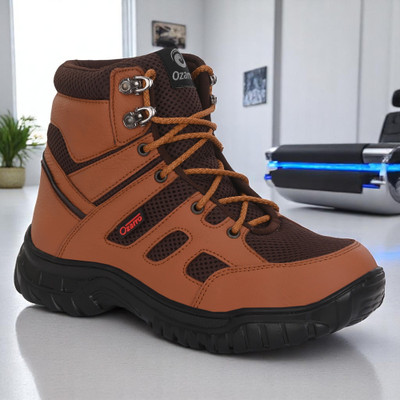 Ozarro Steel Toe Genuine Leather Safety Shoe(Tan, S1, Size 9)