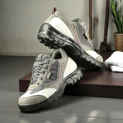Ozarro Steel Toe Genuine Leather Safety Shoe(Grey, S1, Size 10)
