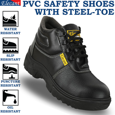 Elecant Steel Toe Synthetic Leather Safety Shoe(Black, S1, Size 10)