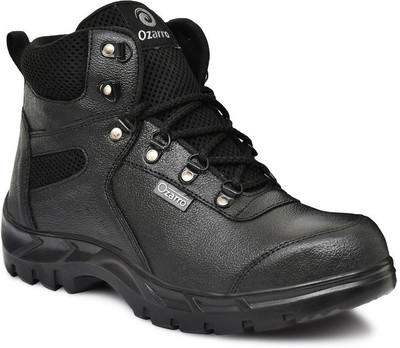 Ozarro Steel Toe Genuine Leather Safety Shoe(Black, S1, Size 6)