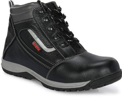 Kavacha Steel Toe Leather Safety Shoe(Black, S1, Size 9)