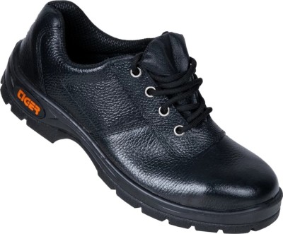 Tiger Steel Toe Genuine Leather Safety Shoe(Black, S1, Size 6)