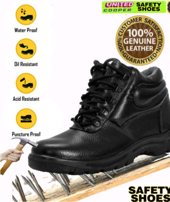 UNITED COOPER Steel Toe Leather Safety Shoe(Black, SRB, Size 8)