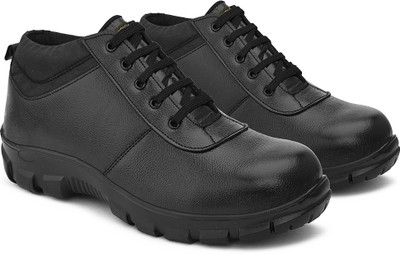 ENRICH FIELD Steel Toe Genuine Leather Safety Shoe(Black, S1P, Size 10)