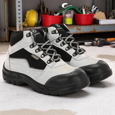 Ozarro Steel Toe Suede Safety Shoe(Grey, S1, Size 10)