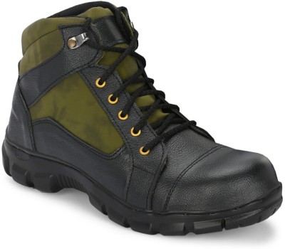 Dimmo Steel Toe Genuine Leather Safety Shoe(Black, S1, Size 9)