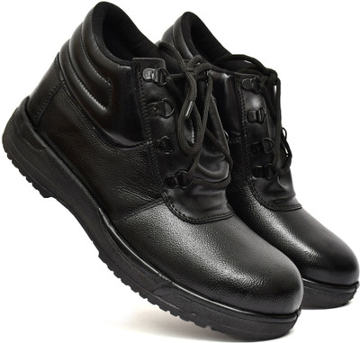 Trishakti Steel Toe Leather Safety Shoe(Black, S1P, Size 9)