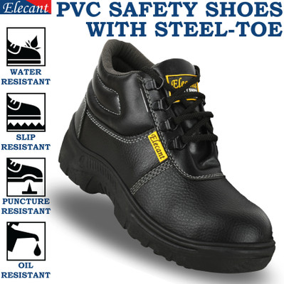 Elecant Steel Toe Synthetic Leather Safety Shoe(Black, S1, Size 10)