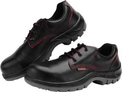 Karam Steel Toe Leather Safety Shoe(Black, S1, Size 11)