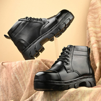 STANDAR Steel Toe Leather Safety Shoe(Black, S1, Size 6)