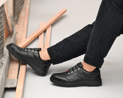 ALLTAR Steel Toe Genuine Leather Safety Shoe(Black, S1, S1P, Size 10)
