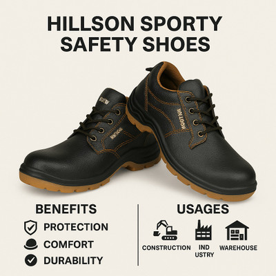 Hillson Steel Toe Artificial Leather Safety Shoe(Black, SB, Size 6)