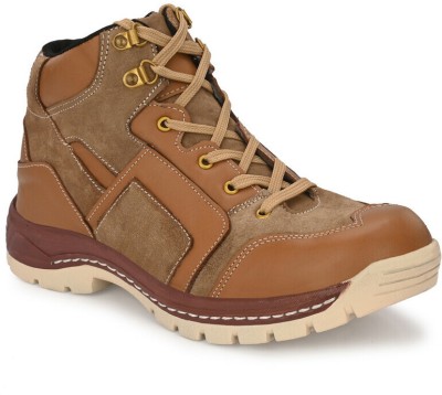 Dimmo Steel Toe Genuine Leather Safety Shoe(Tan, S1, Size 8)