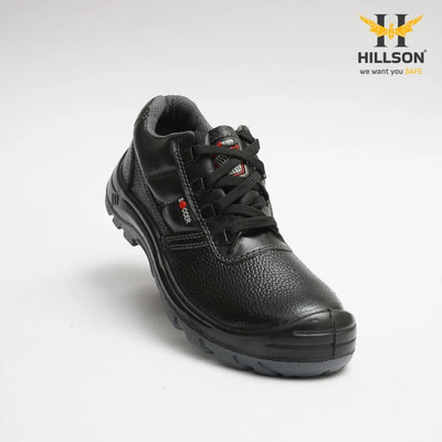Hillson Steel Toe Genuine Leather Safety Shoe(Black, S1, Size 10)