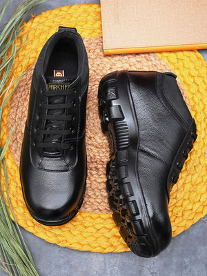 ENRICH FIELD Steel Toe Genuine Leather Safety Shoe(Black, S1P, Size 10)
