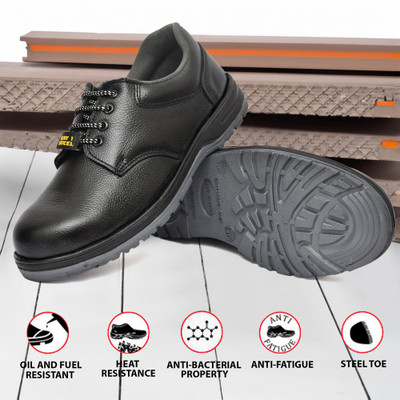 kay1steel Steel Toe Genuine Leather Safety Shoe(Black, S1, S1P, Size 9)