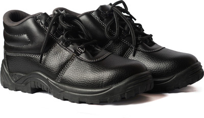 Spotview Steel Toe Leather Safety Shoe(Black, S1, Size 10)