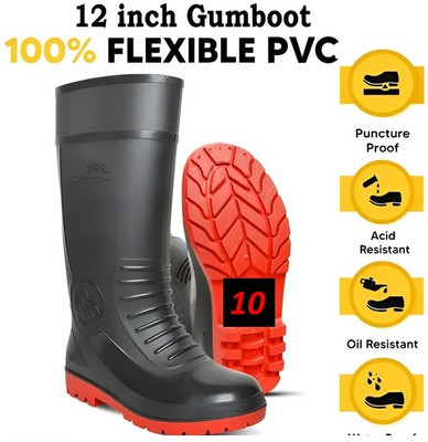 Handu Soft Toe PVC Safety Shoe(Black, Red, S1, Size 10)