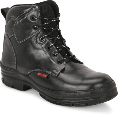 Kavacha Steel Toe Leather Safety Shoe(Black, S1, Size 7)