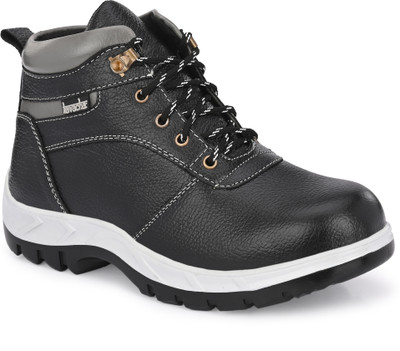 Kavacha Steel Toe Leather Safety Shoe(Black, S1, Size 9)