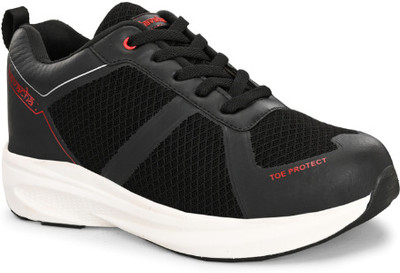 Kavacha Steel Toe Fabric Safety Shoe(Black, Off White, S1, Size 7)