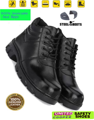 UNITED COOPER Steel Toe Leather Safety Shoe(Black, SB, Size 11)