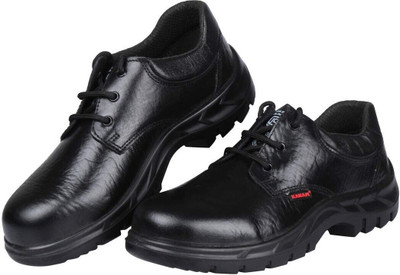 Karam Steel Toe Leather Safety Shoe(Black, S1, Size 10)