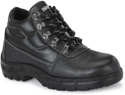 Dimmo Steel Toe Genuine Leather Safety Shoe(Black, S1, Size 10)