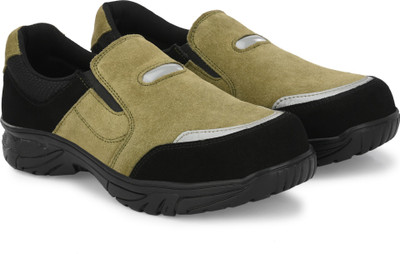 Infantry Steel Toe Suede Safety Shoe(Green, S1P, Size 7)
