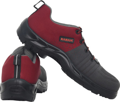 Karam Composite Toe Fabric Safety Shoe(Red, S1, SRC, Size 8)