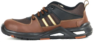 Allen Cooper Steel Toe Leather Safety Shoe(Black, Brown, S1, Size 9)