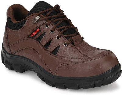 Ozarro Steel Toe Genuine Leather Safety Shoe(Brown, S1, Size 6)