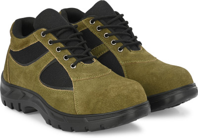 Infantry Steel Toe Leather Safety Shoe(Green, S1P, Size 7)