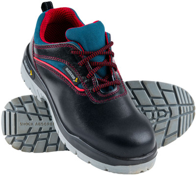 Mallcom Steel Toe Genuine Leather Safety Shoe(Black, S1, SRC, Size 7)