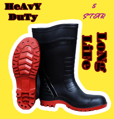 Handu Soft Toe PVC Safety Shoe(Black, Red, S1, Size 7)