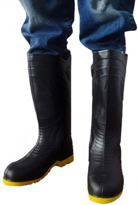 gumboots Soft Toe PVC Safety Shoe(Yellow, SB, Size 10)