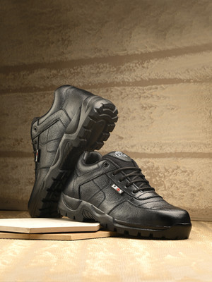 leo's Fitness shoes Steel Toe Leather Safety Shoe(Black, S1, Size 8)