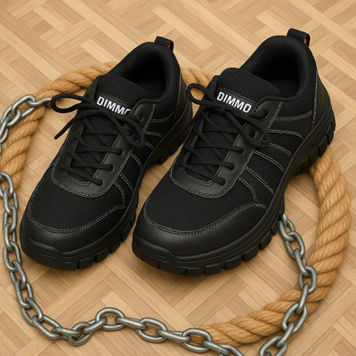 Dimmo Steel Toe Genuine Leather Safety Shoe(Black, S1, Size 10)