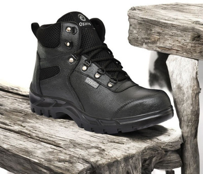 Ozarro Steel Toe Genuine Leather Safety Shoe(Black, S1, Size 6)