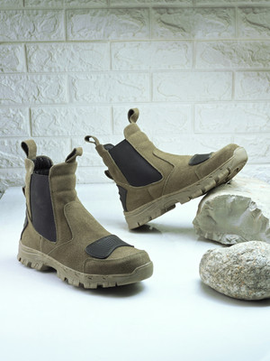 Eego Italy Steel Toe Genuine Leather Safety Shoe(Green, S1P, Size 8)