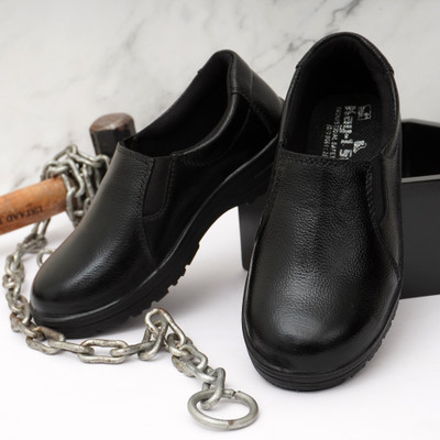 kay1steel Steel Toe Genuine Leather Safety Shoe(Black, S1, S1P, Size 6)