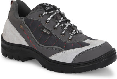 Ozarro Steel Toe Genuine Leather Safety Shoe(Grey, S1, Size 10)