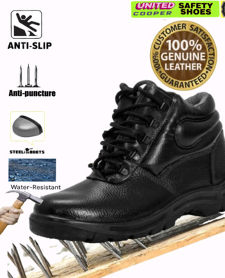 UNITED COOPER Steel Toe Leather Safety Shoe(Black, S2, Size 7)