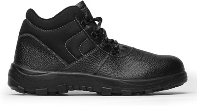 Porivs Steel Toe Genuine Leather, PU (Polyurethane) Safety Shoe(Black, S3, Size 7)