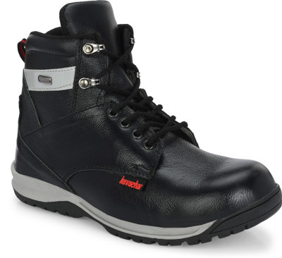 Kavacha Steel Toe Leather Safety Shoe(Black, S1, Size 8)