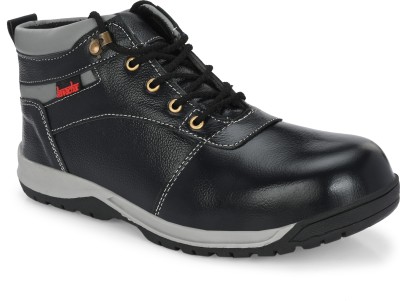 Kavacha Steel Toe Leather Safety Shoe(Black, S1, Size 11)