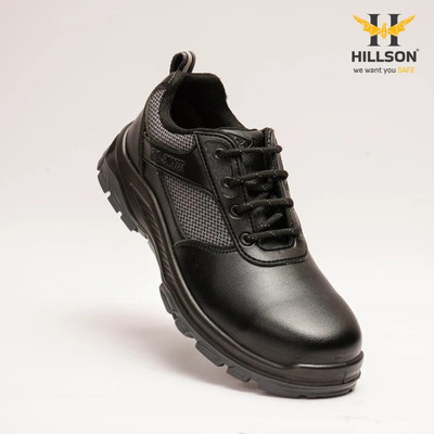 Hillson Steel Toe Genuine Leather Safety Shoe(Black, S1, Size 8)