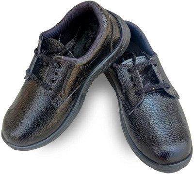 Ladwa Steel Toe Genuine Leather Safety Shoe(Black, S2, Size 8)