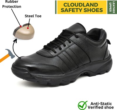 Cloudland Steel Toe Genuine Leather Safety Shoe(Black, S1, Size 8)