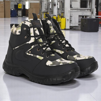 Ozarro Steel Toe Genuine Leather Safety Shoe(Olive, S1, Size 9)